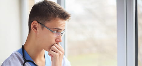 Young doctor looking worried